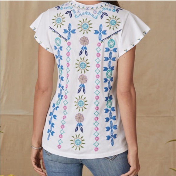 Johnny Was Gray Embroidered Short Sleeve Tee, NWOT, XL - Picture 12 of 13